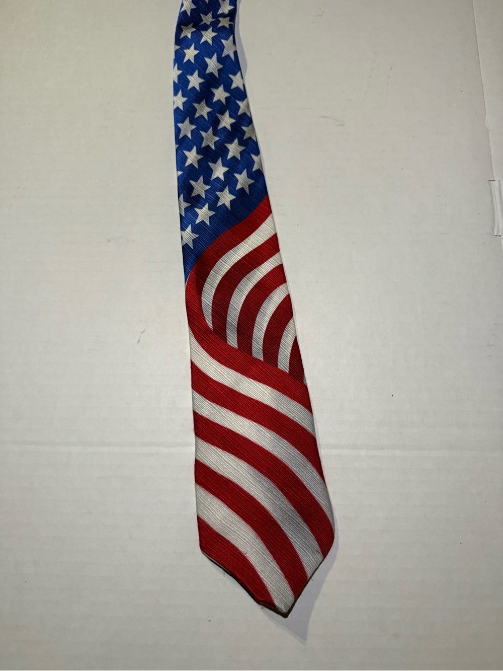Patriotic American Flag Silk Tie - Red, White & Blue 100% silk Made in USA